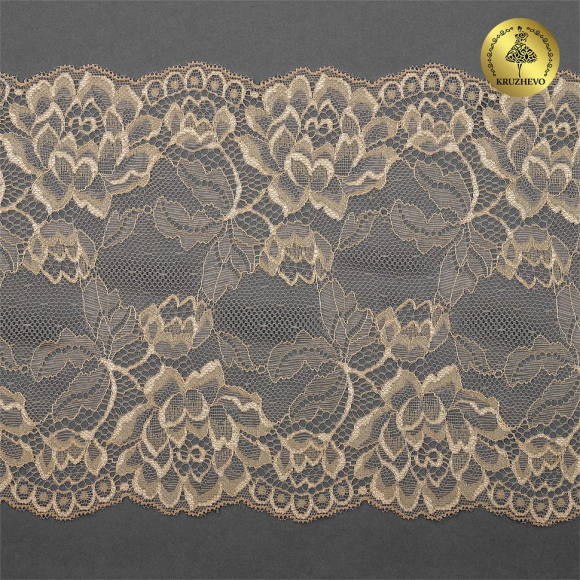 Кружево-стрейч KRUZHEVO арт.TBY.L838 шир.180мм цв.11 бежевый уп.25м