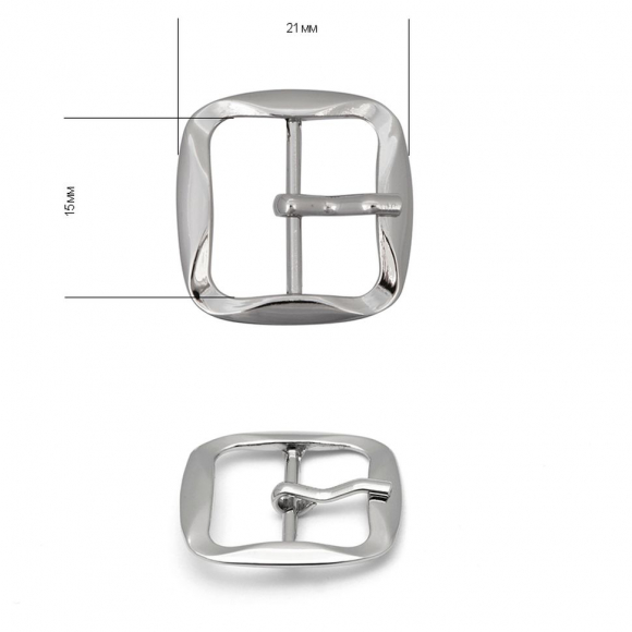 Пряжка металлическая TBY.1668 21х21мм, внутр. размер 15мм цв. никель уп. 20шт
