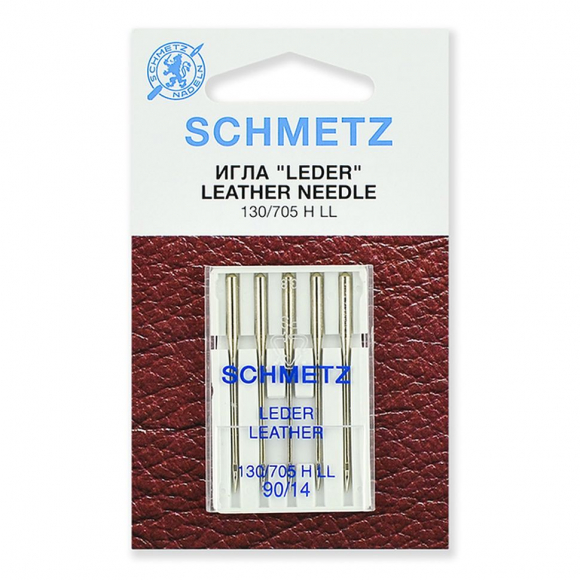 Иглы для бытовых швейных машин Schmetz для кожи 130/705H LL №90, уп.5 игл Иглы для бытовых швейных машин Schmetz для кожи 130/705H LL №90, уп.5 игл