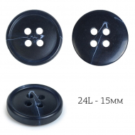 Пуговицы пластик TBY J.1853 цв.08 синий 24L-15мм, 4 прокола, 72 шт