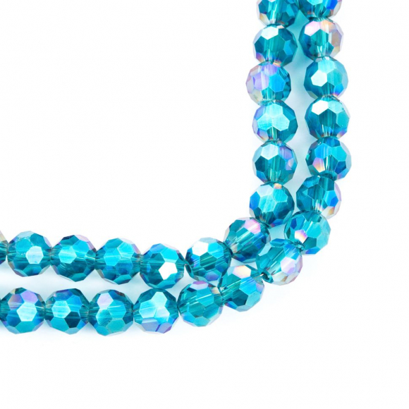 Бусины граненые Рондель (стекло) на нитях арт.TBY-R-2  6мм  цв.96 голубой мульти уп.50х100 бусин