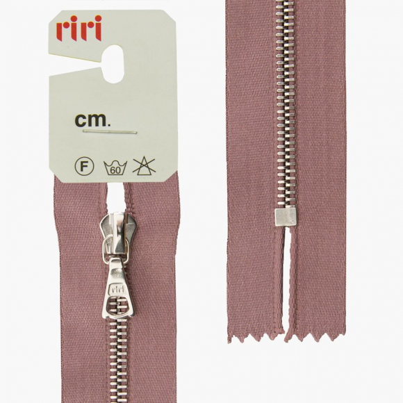 66085_Молния металл, Ni, неразъёмная, на атласной тесьме, 4 мм, 16 см, цвет 9419, серо-сиреневый