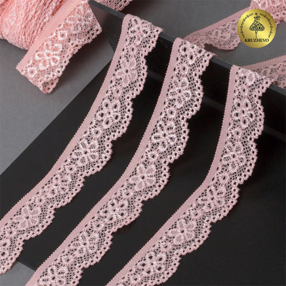 Кружево-стрейч KRUZHEVO арт.TBY.8032 шир.25мм цв.152 коралловый уп.50м