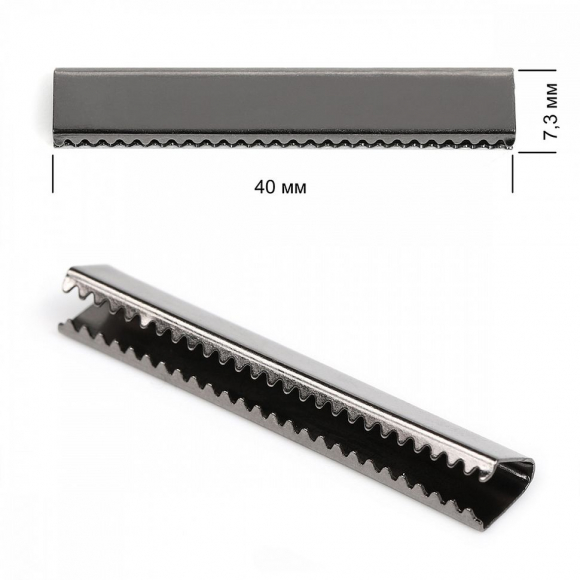 Наконечник-зажим для стропы металл TBY.1747 40х7,3мм цв.2 черный никель уп.20шт. Наконечник-зажим для стропы металл TBY.1747 40х7,3мм цв.2 черный никель уп.20шт.