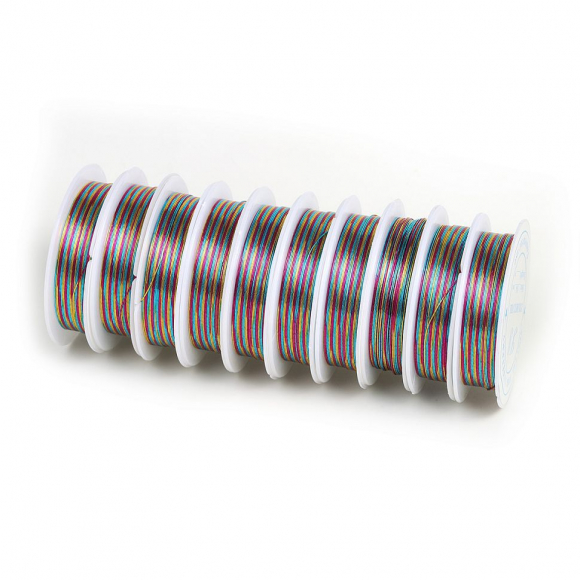 Проволока для бисера ?0,3мм арт.ТВ HET-14 цв.разноцветная рул.12м