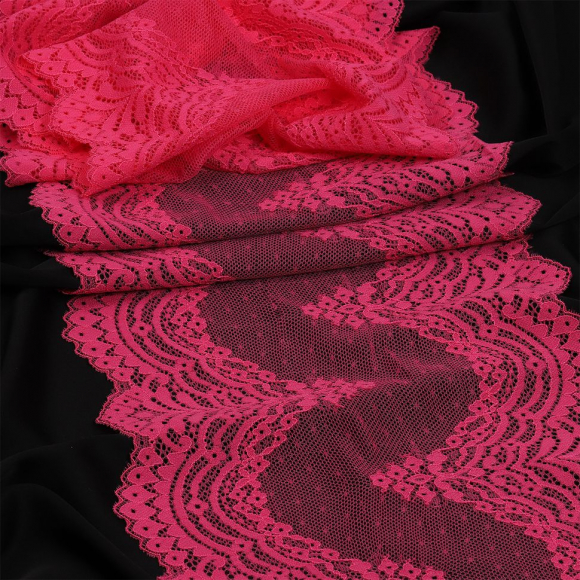 Кружево-стрейч KRUZHEVO арт.TBY.8036 шир.230мм цв.F144 розовый уп.10м