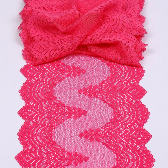 Кружево-стрейч KRUZHEVO арт.TBY.8036 шир.230мм цв.F144 розовый уп.10м