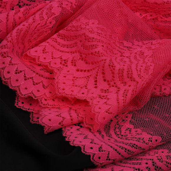 Кружево-стрейч KRUZHEVO арт.TBY.8036 шир.230мм цв.F144 розовый уп.10м