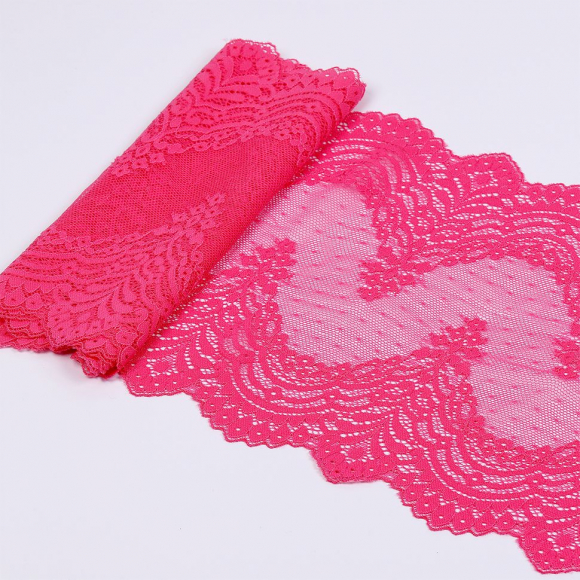 Кружево-стрейч KRUZHEVO арт.TBY.8036 шир.230мм цв.F144 розовый уп.10м