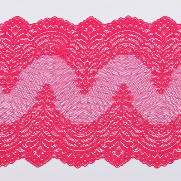 Кружево-стрейч KRUZHEVO арт.TBY.8036 шир.230мм цв.F144 розовый уп.10м