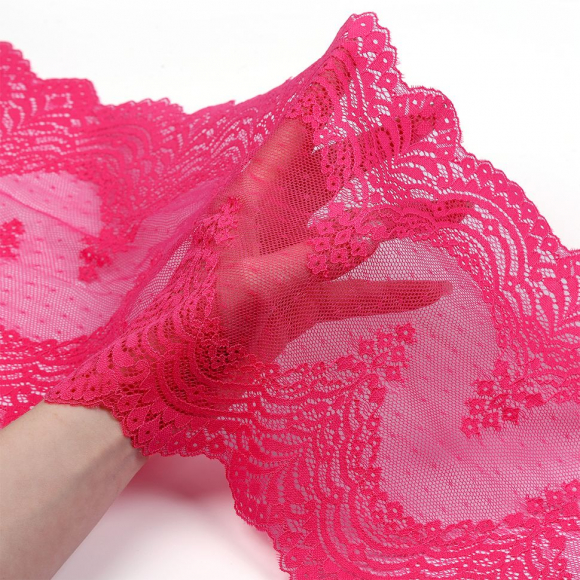 Кружево-стрейч KRUZHEVO арт.TBY.8036 шир.230мм цв.F144 розовый уп.10м