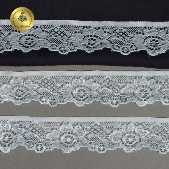Кружево-стрейч KRUZHEVO арт.TBY.L839 шир.30мм цв.F183 голубой уп.50м