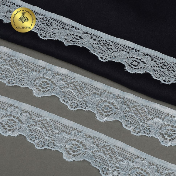 Кружево-стрейч KRUZHEVO арт.TBY.L839 шир.30мм цв.F183 голубой уп.50м