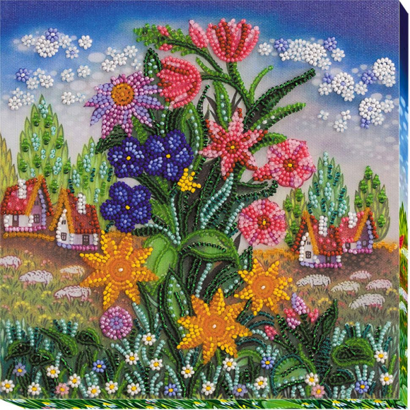 Набор-миди для вышивания бисером АБРИС АРТ арт. AMB-009 Земные звезды 20х20 см