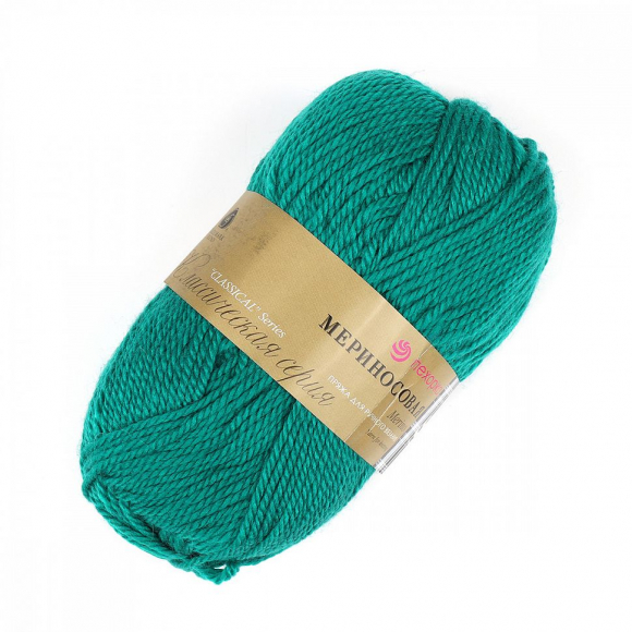Пряжа для вязания ПЕХ Мериносовая (50% шерсть, 50% акрил) 10х100г/200м цв.511 зелёнка Пряжа для вязания ПЕХ Мериносовая (50% шерсть, 50% акрил) 10х100г/200м цв.511 зелёнка