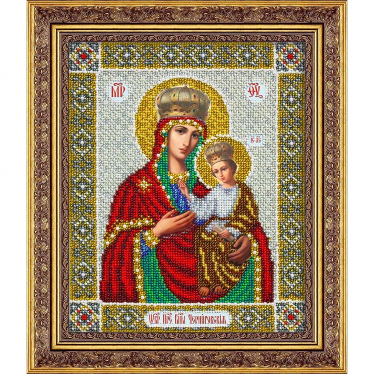 Набор для вышивания бисером ПАУТИНКА арт.Б-1043 Пр.Богородица Черниговская 20х25 см