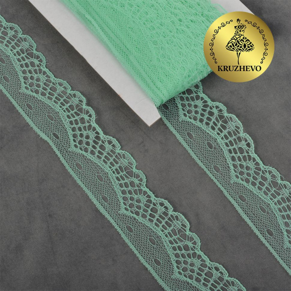Кружево-трикотаж KRUZHEVO арт.TBY 1667 шир.30мм цв.08 мята, уп.27,4м