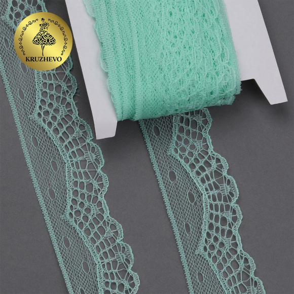 Кружево-трикотаж KRUZHEVO арт.TBY 1667 шир.30мм цв.08 мята, уп.27,4м