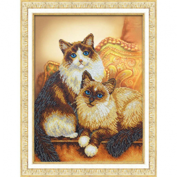 Набор для вышивания бисером ПАУТИНКА арт.Б-1429 Котики 28х38 см