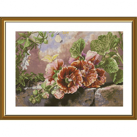 Набор для вышивания мулине НОВА СЛОБОДА арт.СР3298 Мальвы 41х28 см