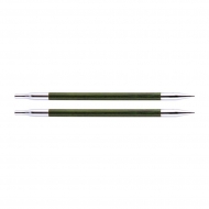 29278 Knit Pro Спицы съемные для вязания Royale 5,5мм для длины тросика 20см, ламинированная береза, зеленый, 2шт