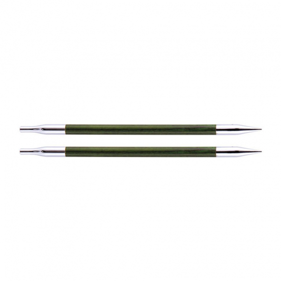 29278 Knit Pro Спицы съемные для вязания Royale 5,5мм для длины тросика 20см, ламинированная береза, зеленый, 2шт