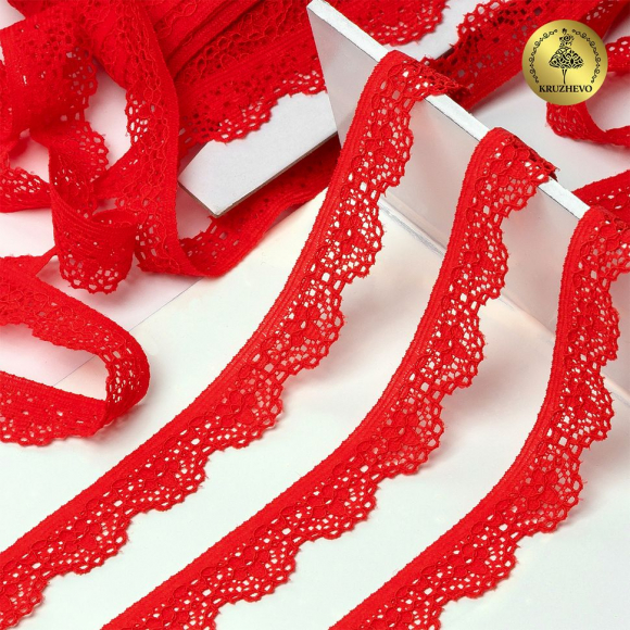 Кружево-стрейч KRUZHEVO арт.TBY.8031 шир.15мм цв.SD163 красный уп.50м