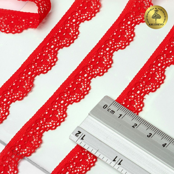Кружево-стрейч KRUZHEVO арт.TBY.8031 шир.15мм цв.SD163 красный уп.50м