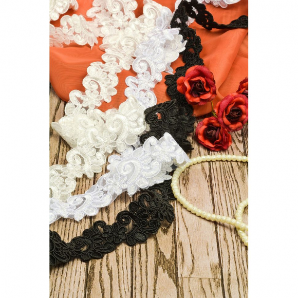 Кружево на органзе арт.TBY Q061 шир.35мм цв.3 черный уп.9,14м