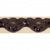 Кружево-стрейч арт.ТВД-043566 с бисером и пайетками шир.35мм цв.292 коричневый уп.20м