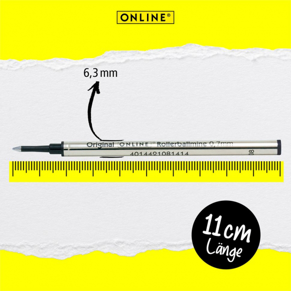 189542_Стержень "Rollerball Refill" для ручки-роллера, 11 см, 0,7 мм, цвет чёрный