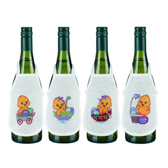 Набор для вышивания PERMIN арт.78-6545 Фартучки на бутылку Пасхальное веселье 10х15 см Набор для вышивания PERMIN арт.78-6545 Фартучки на бутылку Пасхальное веселье 10х15 см