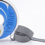 24032_Лента с рисунком клетка SAFISA, 15 мм, 25 м, цвет 01, черный