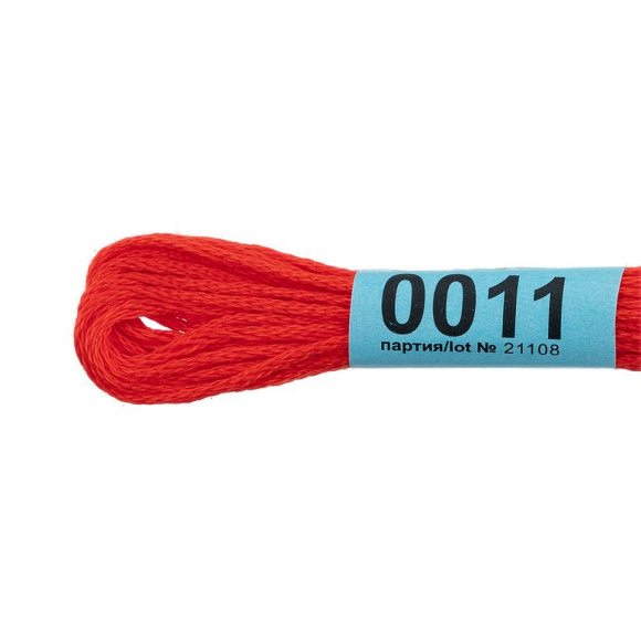 Нитки для вышивания Gamma мулине (0001-0206) 100% хлопок 24 x 8 м цв.0011 оранжево-красный