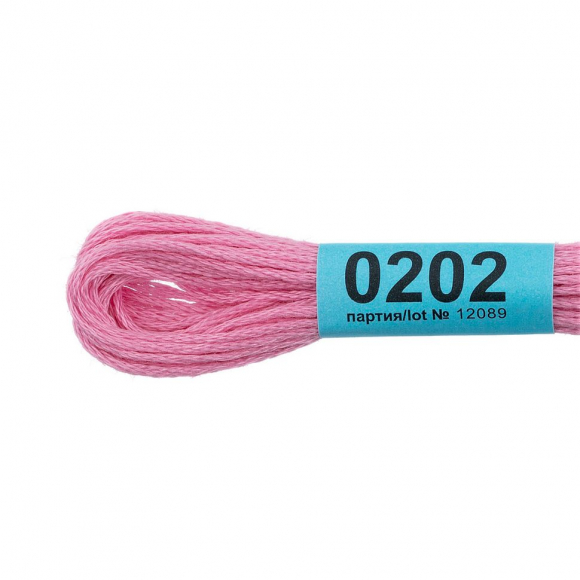 Нитки для вышивания Gamma мулине (0001-0206) 100% хлопок 24 x 8 м цв.0202 розовый