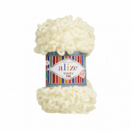 Пряжа для вязания Ализе Puffy Fine (100% микрополиэстер) 5х100г/14м цв.062 св.молочный
