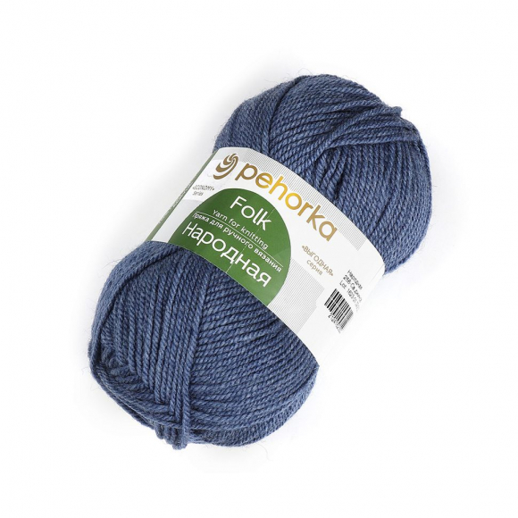 Пряжа для вязания ПЕХ Народная (30% шерсть, 70% акрил) 5х100г/220м цв.256 св.джинса