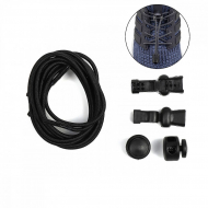 Шнурки эластичные с фиксатором  TBY.RR02 3мм цв.черный 1 пара