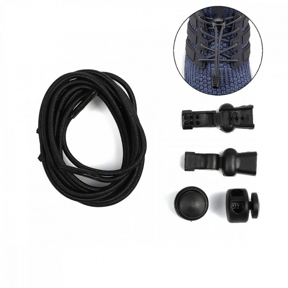 Шнурки эластичные с фиксатором  TBY.RR02 3мм цв.черный 1 пара