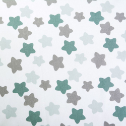 Ткань ранфорс Звезды, арт.WH 4898-v18, 130г/м?,100% хлопок, шир.240см, цв.белый/мята, уп.10м