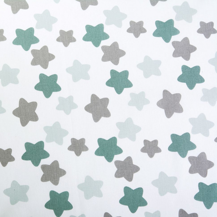 Ткань ранфорс Звезды, арт.WH 4898-v18, 130г/м?,100% хлопок, шир.240см, цв.белый/мята, уп.10м