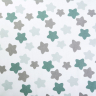 Ткань ранфорс Звезды, арт.WH 4898-v18, 130г/м?,100% хлопок, шир.240см, цв.белый/мята, уп.10м