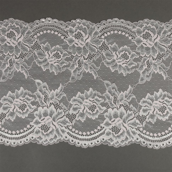 Кружево-стрейч KRUZHEVO арт.TBY.OG13 шир.230мм цв.айвори уп.10м