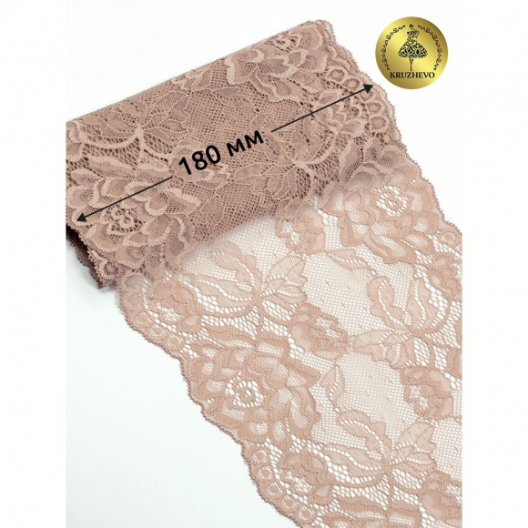 Кружево-стрейч KRUZHEVO арт.TBY.L838 шир.180мм цв.168 серебристый пион уп.25м