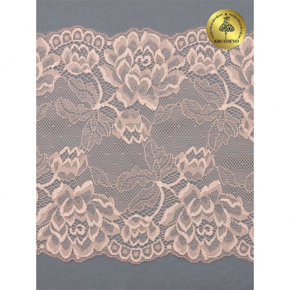 Кружево-стрейч KRUZHEVO арт.TBY.L838 шир.180мм цв.168 серебристый пион уп.25м