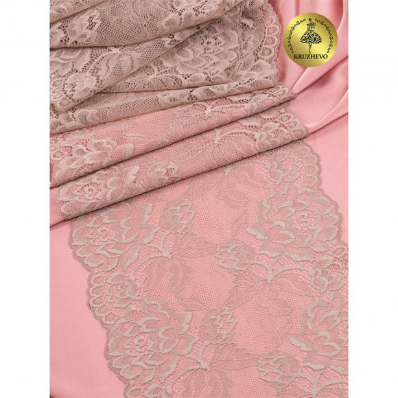 Кружево-стрейч KRUZHEVO арт.TBY.L838 шир.180мм цв.168 серебристый пион уп.25м
