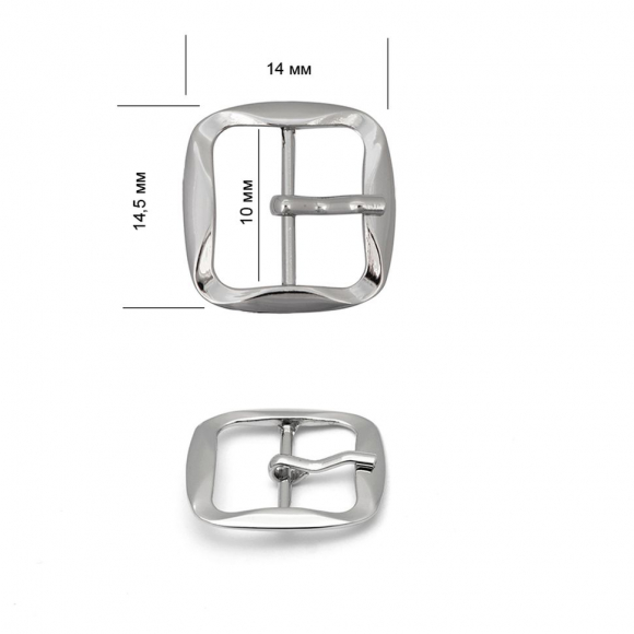 Пряжка металлическая TBY.1667 14х14,5мм, внутр. размер 10мм цв. никель уп. 20шт