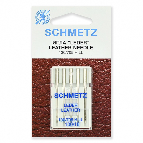 Иглы для бытовых швейных машин Schmetz для кожи 130/705H LL №100, уп.5 игл