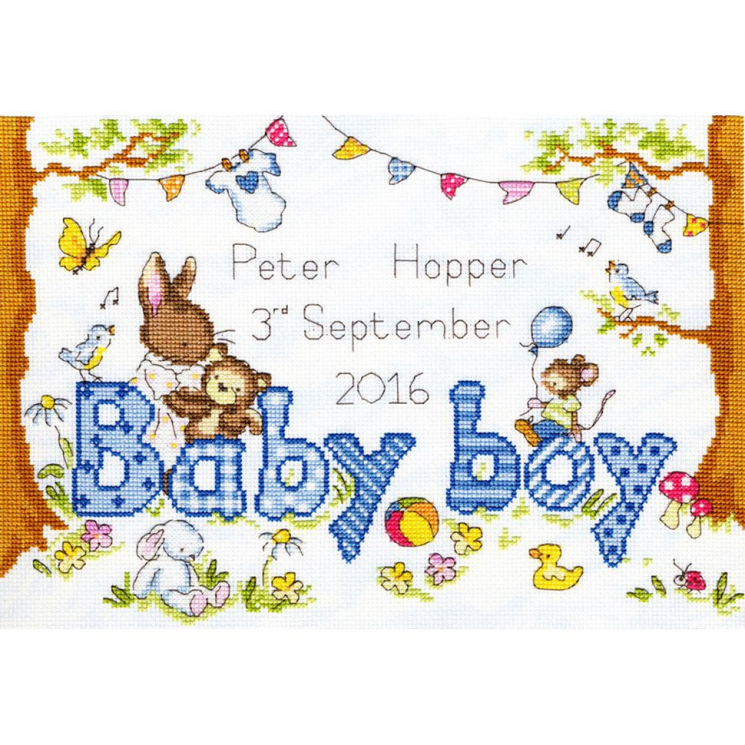 Набор для вышивания Bothy Threads арт.XKG3 Bunny Love – Boy (Любимый крольчонок) 32х21 см