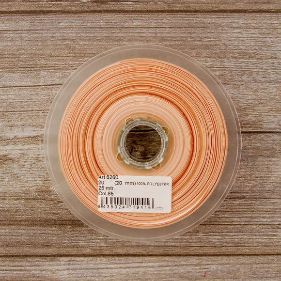 Косая бейка атласная 20 мм, 25 м, цвет 85, бледно-розовый